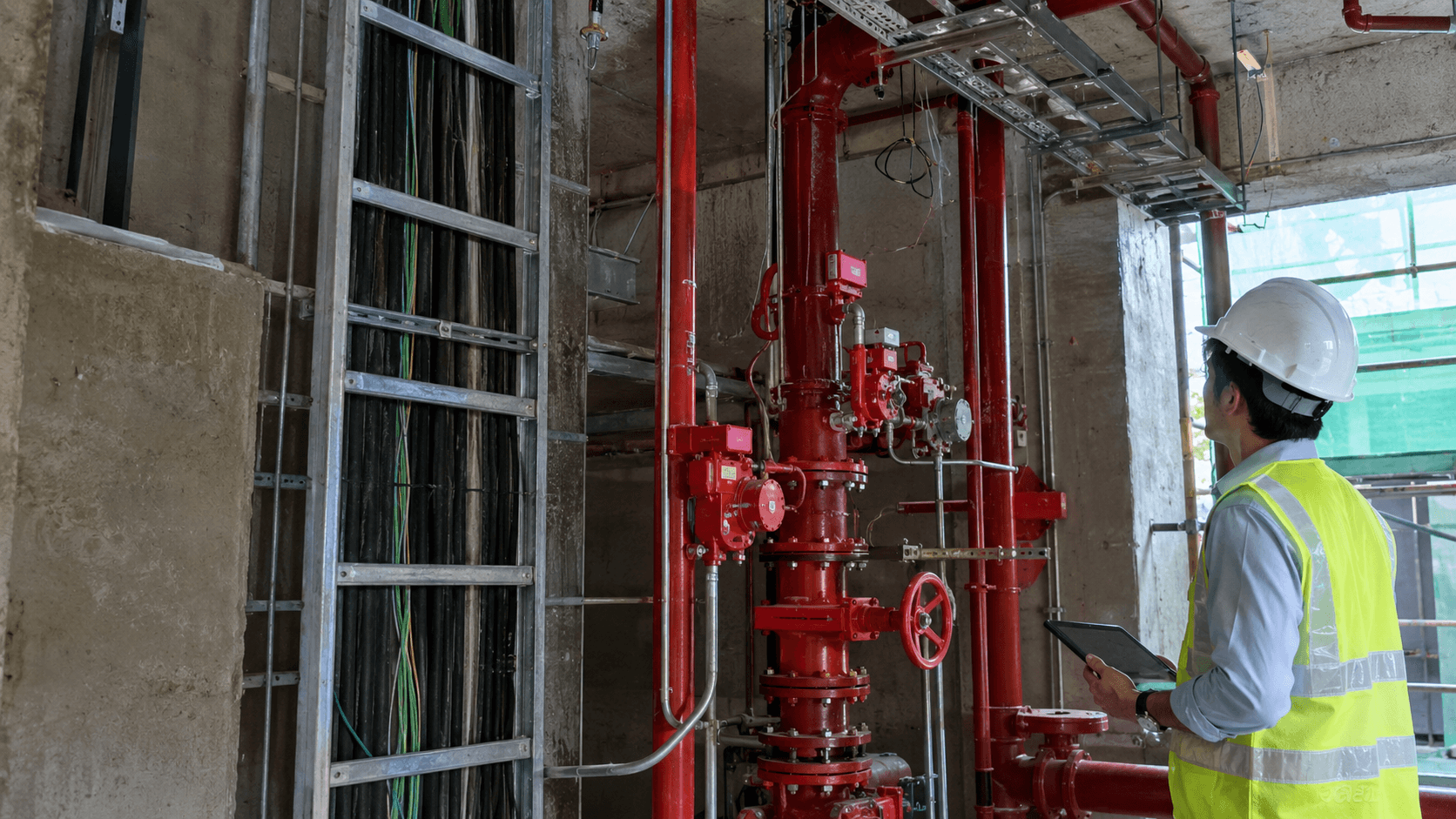Compatibilização de sistema de incêndio em edificação de grande porte com tubulações, shafts e infraestrutura técnica aparente
